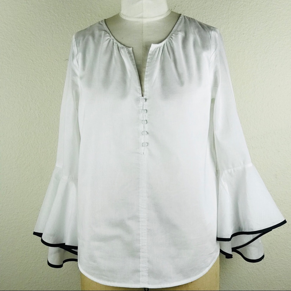 100% Cotton white Long Sleeves Blouse Size S